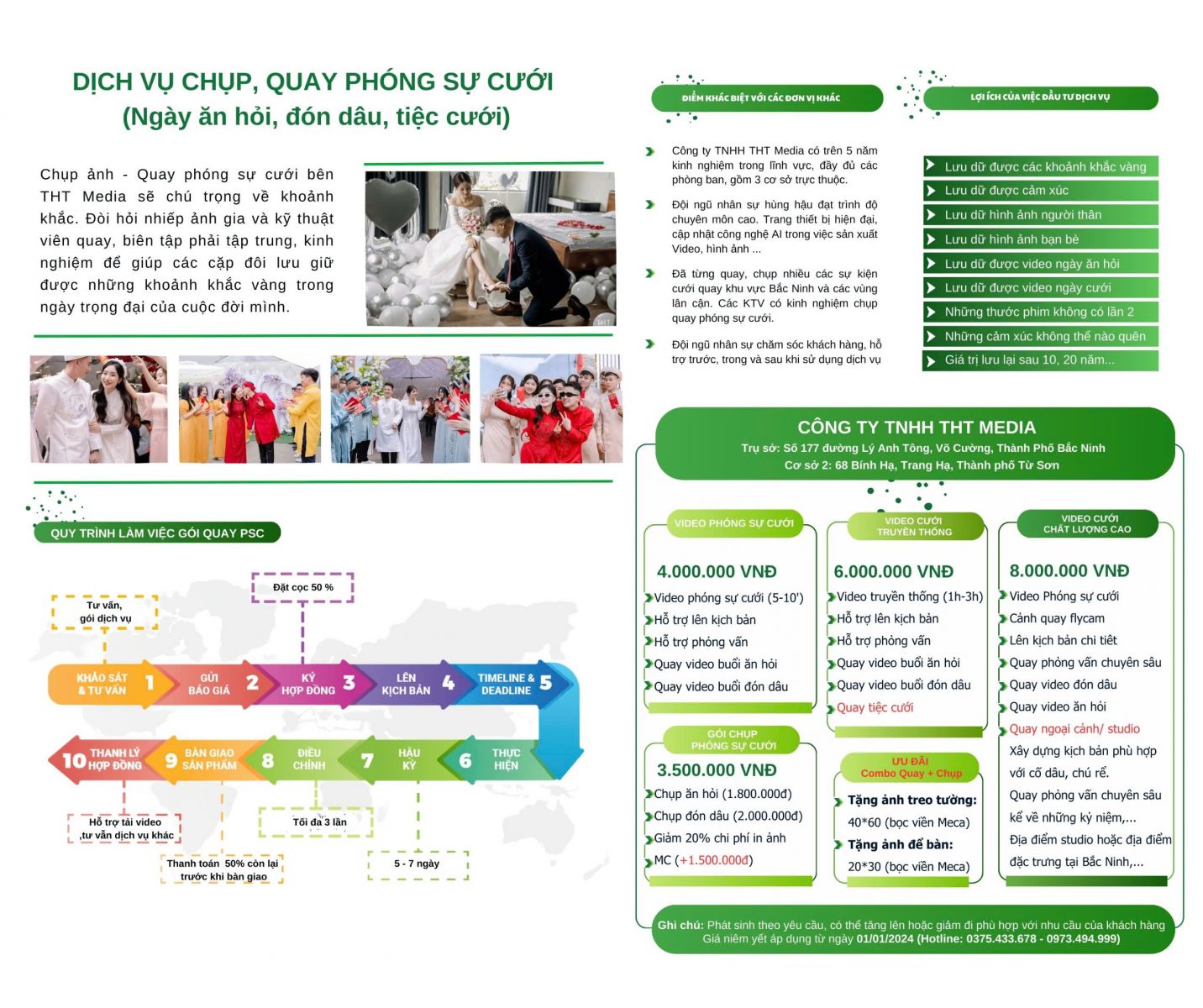 Bảng giá tham khảo dịch vụ quay chụp cưới